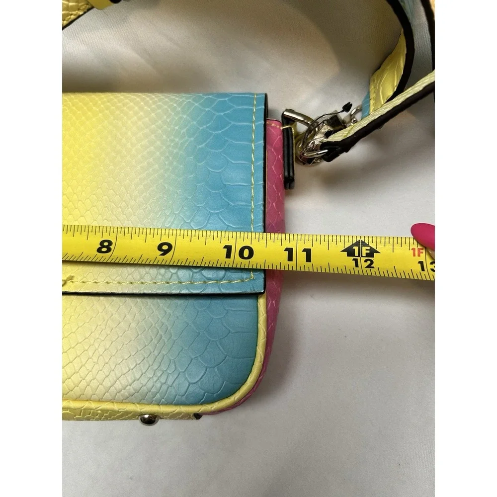 Guess Brightside Ombré Pastel Rainbow Faux Snakeskin Shoulder Bag Y2K Style 00s